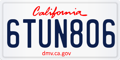 CA license plate 6TUN806