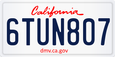 CA license plate 6TUN807