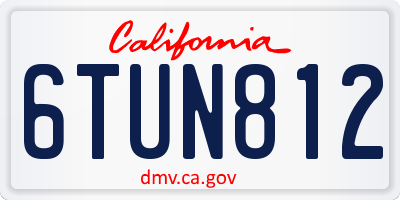 CA license plate 6TUN812