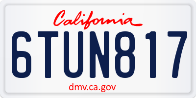 CA license plate 6TUN817