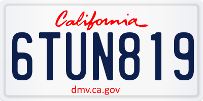 CA license plate 6TUN819