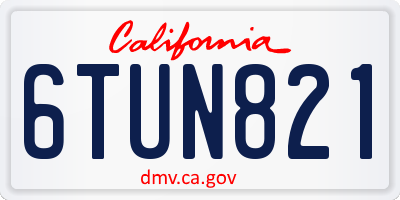 CA license plate 6TUN821