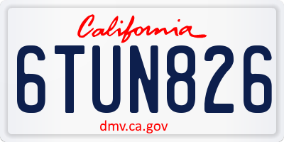 CA license plate 6TUN826