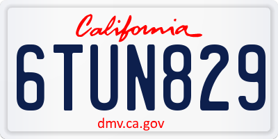 CA license plate 6TUN829