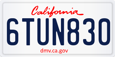 CA license plate 6TUN830