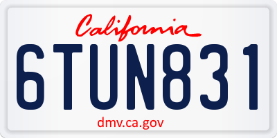 CA license plate 6TUN831