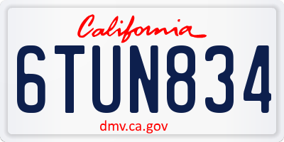 CA license plate 6TUN834