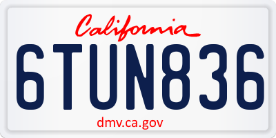 CA license plate 6TUN836