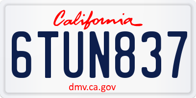 CA license plate 6TUN837