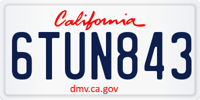 CA license plate 6TUN843