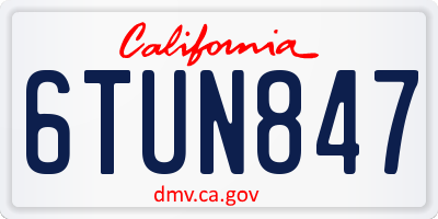 CA license plate 6TUN847