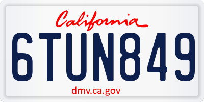 CA license plate 6TUN849