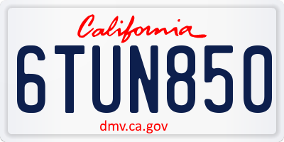 CA license plate 6TUN850