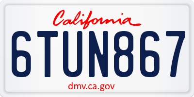 CA license plate 6TUN867