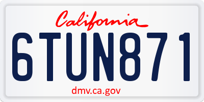 CA license plate 6TUN871