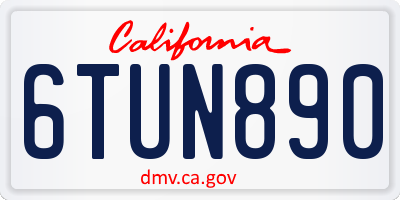 CA license plate 6TUN890