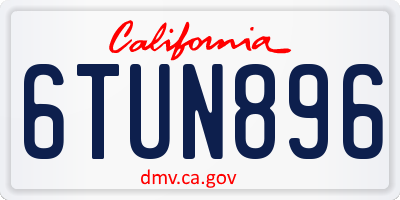 CA license plate 6TUN896