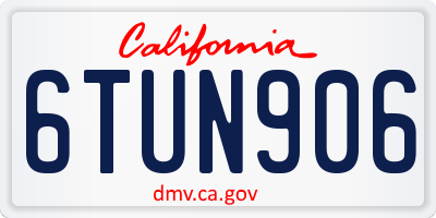 CA license plate 6TUN906