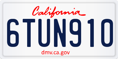 CA license plate 6TUN910