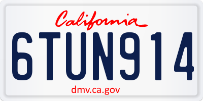 CA license plate 6TUN914