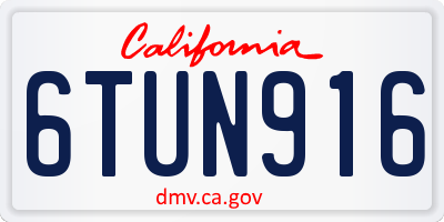 CA license plate 6TUN916