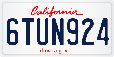 CA license plate 6TUN924