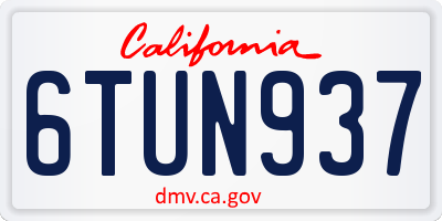 CA license plate 6TUN937