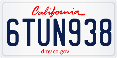 CA license plate 6TUN938