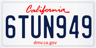 CA license plate 6TUN949