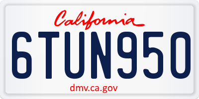 CA license plate 6TUN950