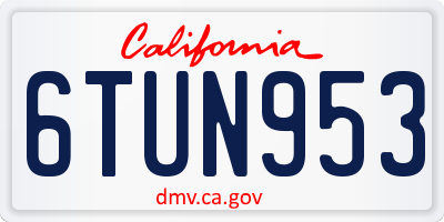 CA license plate 6TUN953