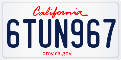 CA license plate 6TUN967