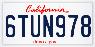 CA license plate 6TUN978