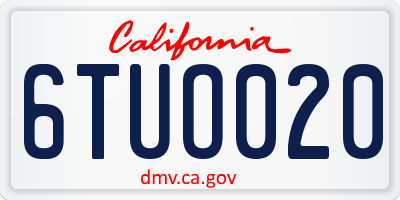 CA license plate 6TUO020