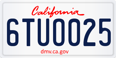 CA license plate 6TUO025