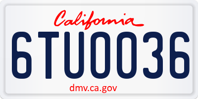 CA license plate 6TUO036