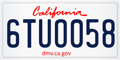 CA license plate 6TUO058