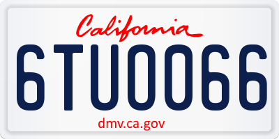 CA license plate 6TUO066