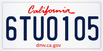 CA license plate 6TUO105