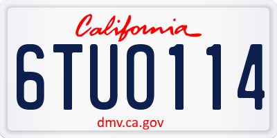 CA license plate 6TUO114