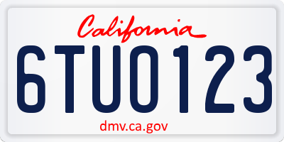 CA license plate 6TUO123