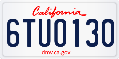 CA license plate 6TUO130