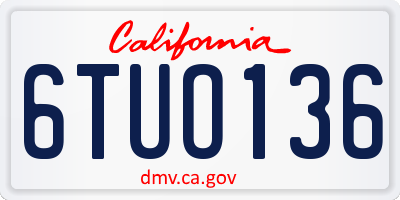 CA license plate 6TUO136