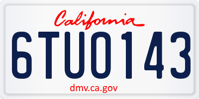 CA license plate 6TUO143