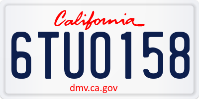 CA license plate 6TUO158