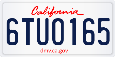 CA license plate 6TUO165