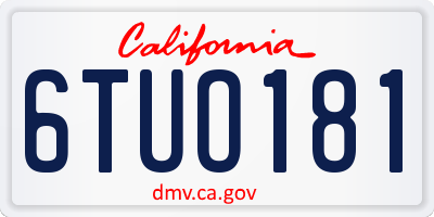 CA license plate 6TUO181
