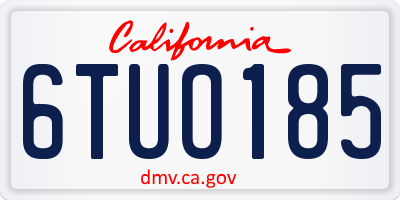 CA license plate 6TUO185