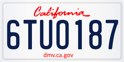 CA license plate 6TUO187