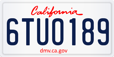CA license plate 6TUO189